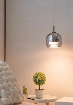 Luminária Nórdica Pendente de Vidro Fumê Luxo