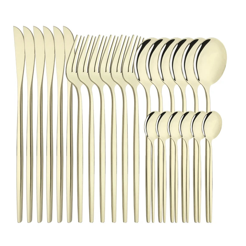 Conjunto de Talheres Lavanda Gold – 24 Peças com Toque Pastel