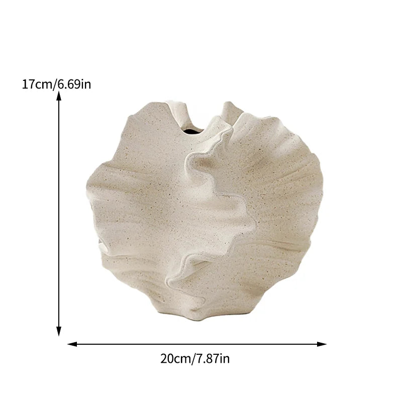 Vaso Decorativo de Ceramica com Acabamento Texturizado Forma Organica 17cm para Mesa Recife