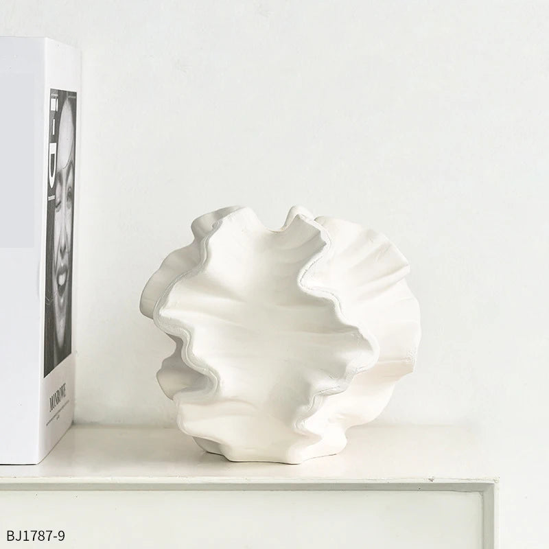 Vaso Decorativo de Ceramica com Acabamento Texturizado Forma Organica 17cm para Mesa Recife