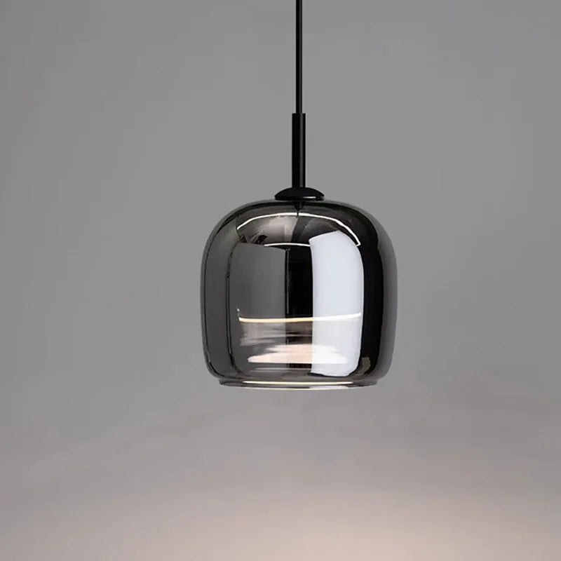 Luminária Nórdica Pendente de Vidro Fumê Luxo