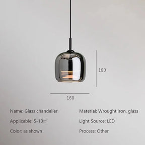 Luminária Nórdica Pendente de Vidro Fumê Luxo