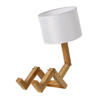 Luminaria de Mesa Articulada em Madeira com LED Formato Robo Nordic
