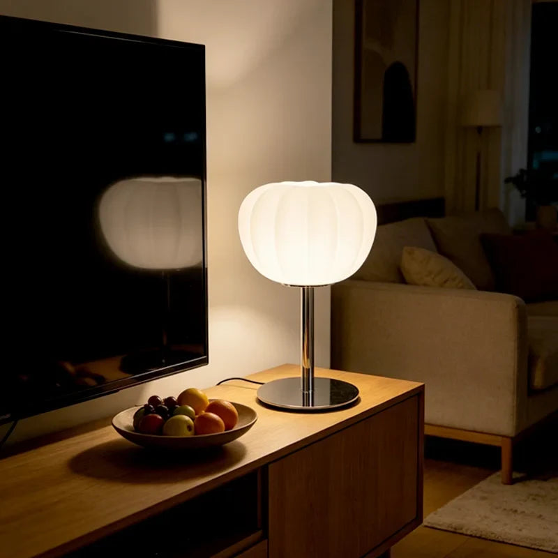 Pumpkin Shaped Frosted Glass Table Lamp