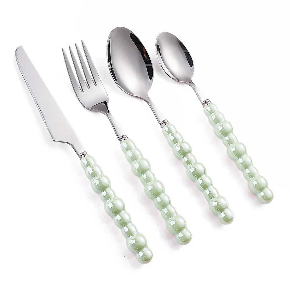 Conjunto de Talheres ColorPearl Delight – Estilo & Elegância em Cada Detalhe