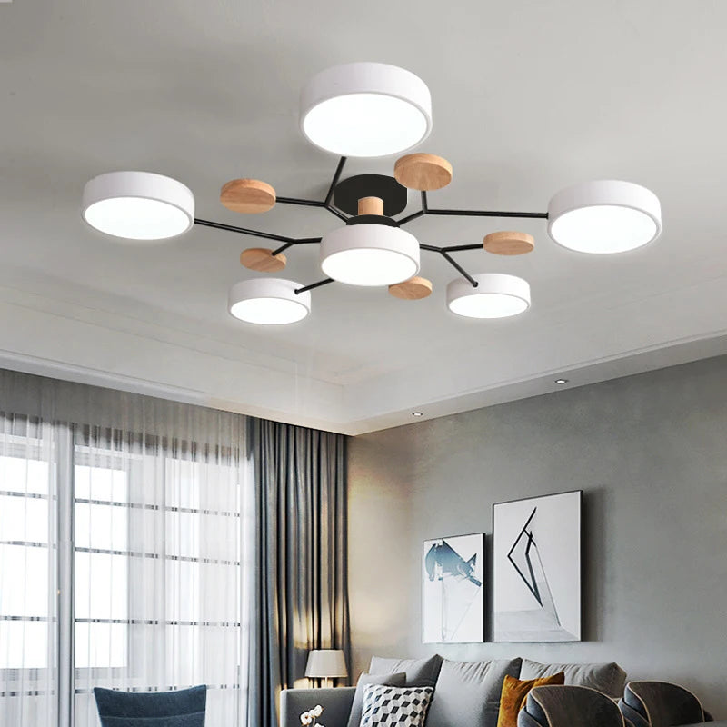 Lustre LED Teto Moderno 48W AC220V Regulavel 3 Tons de Luz Flush Mount Aluminio Velato