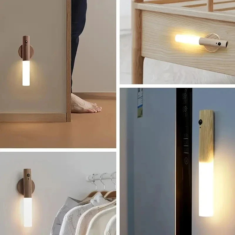 Luminaria de Parede com Sensor de Movimento Sem Fio Recarregavel USB LED Quente