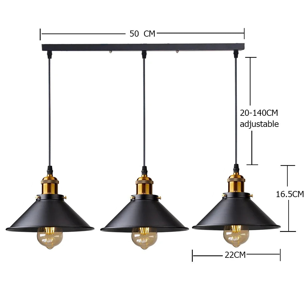 Luminária Pendente Vintage Industrial Retrô em Ferro para Cozinha Sala Loft Restaurante