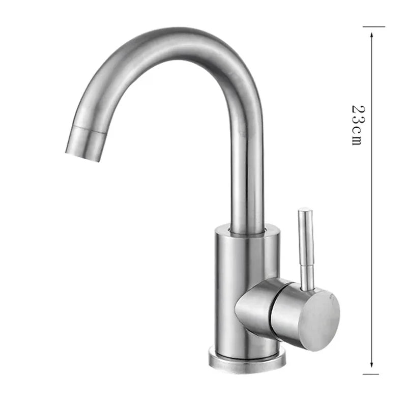 Torneira Misturador Monocomando Aco Inox 304 Acabamento Escovado para Banheiro Leva