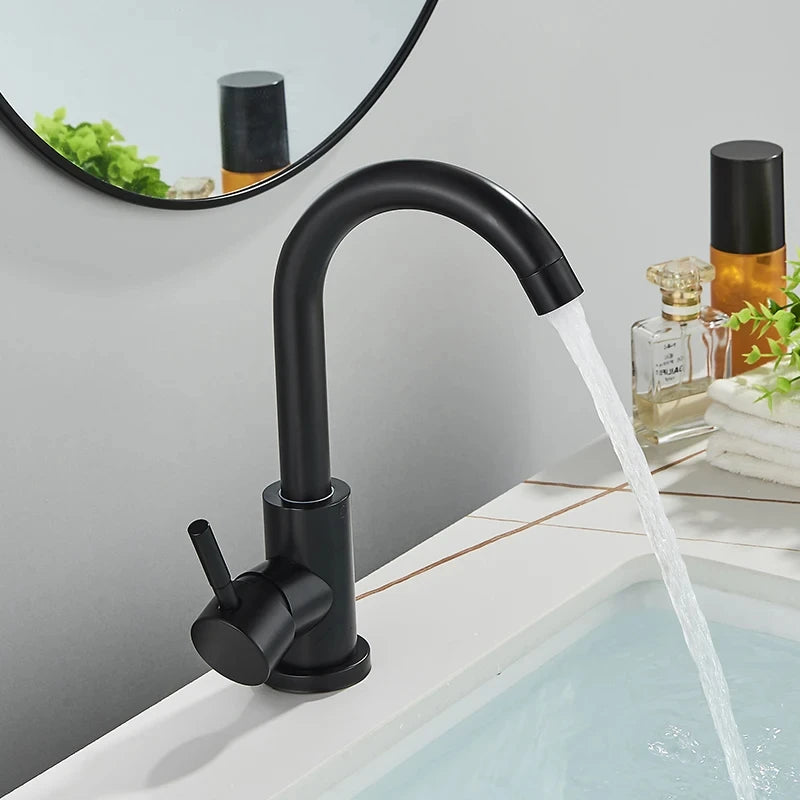 Torneira Misturador Monocomando Aco Inox 304 Acabamento Escovado para Banheiro Leva