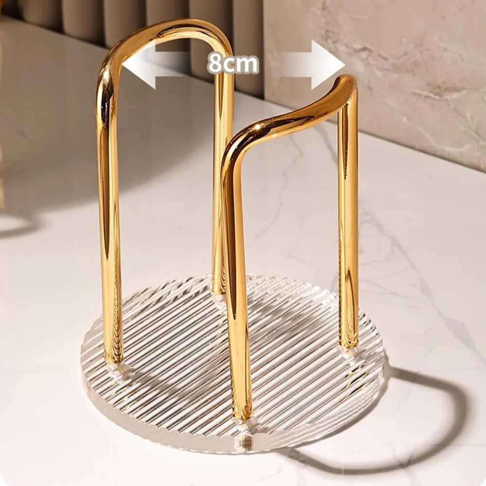 Suporte Organizador de Copos Luxo Acrílico Dourado