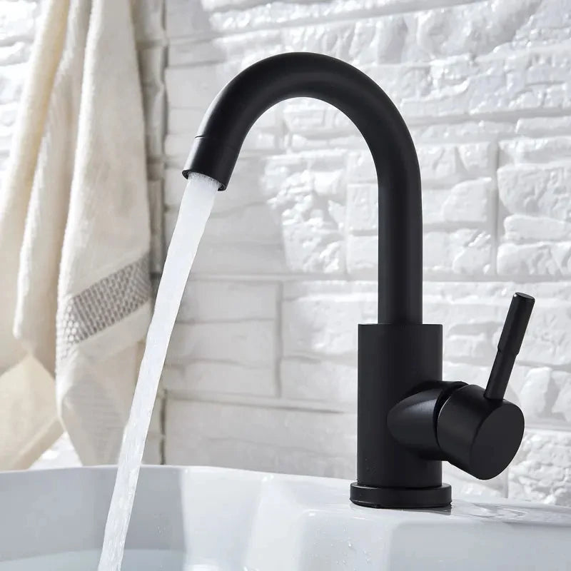 Torneira Misturador Monocomando Aco Inox 304 Acabamento Escovado para Banheiro Leva