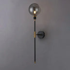 Arandela de Parede Haste Vertical Globo Metal Preto Dourado G9 70cm Bivolt Noirline