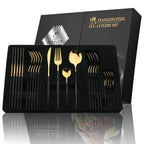 Conjunto de Talheres Dourados Inox 24 Peças Luxo