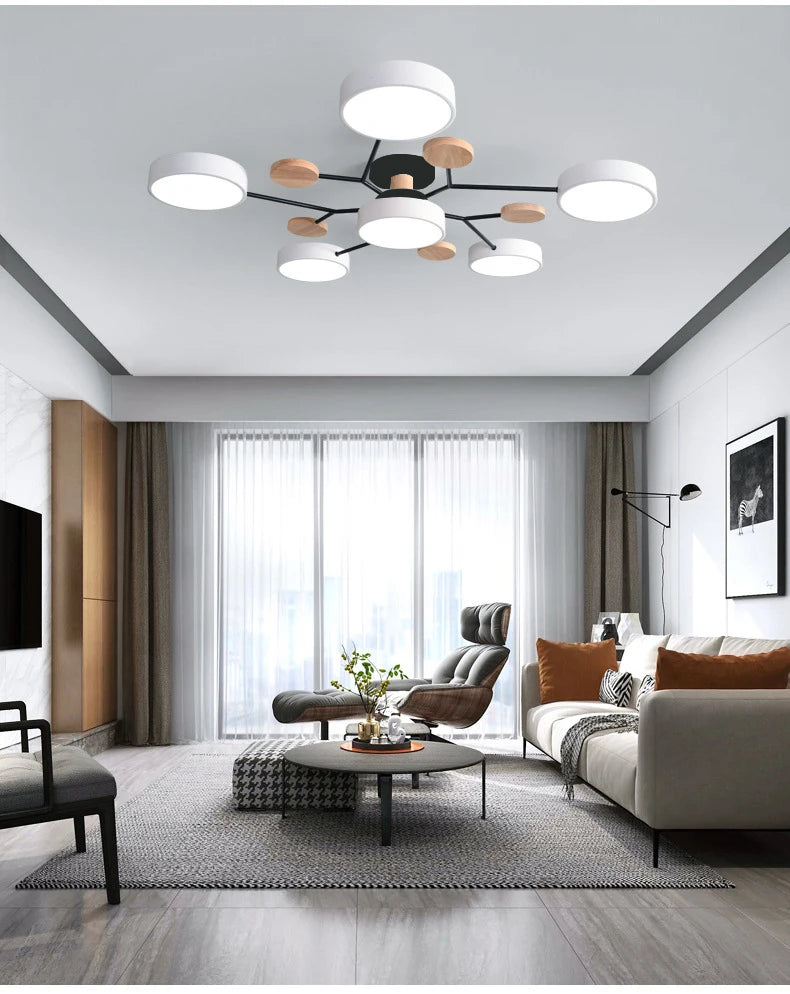 Lustre LED Teto Moderno 48W AC220V Regulavel 3 Tons de Luz Flush Mount Aluminio Velato