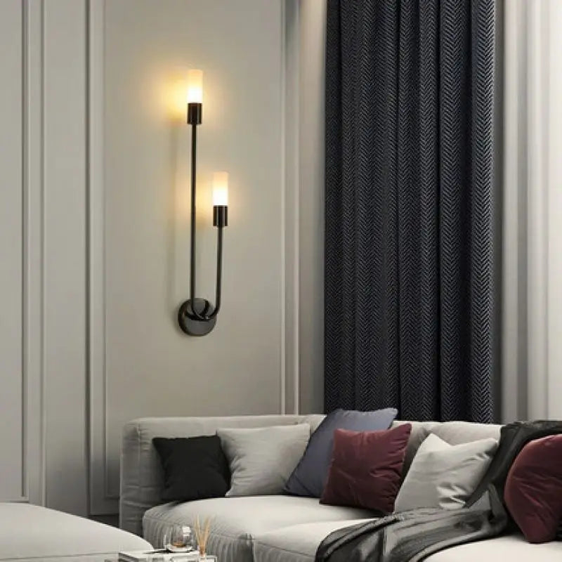 Arandela de Parede LED Ferro Dourado Cupula Acrilico Bidirecional Touch Bivolt 55cm