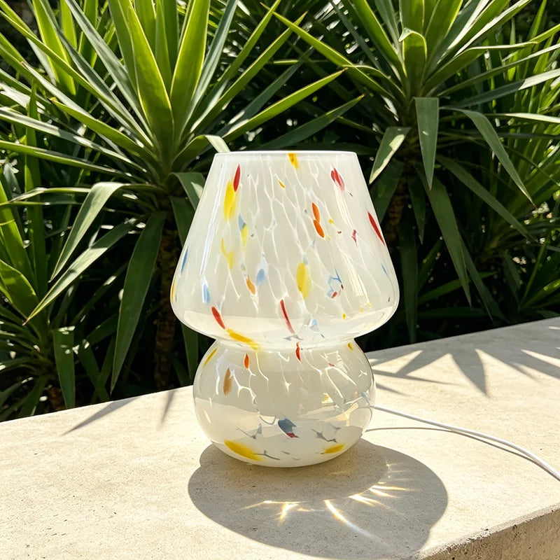 Mushroom-Shaped Glass Table Lamp