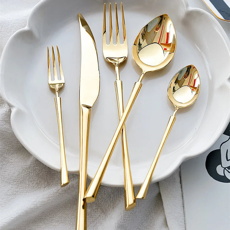Conjunto de Talheres Dourado Inox Fino Miabeli