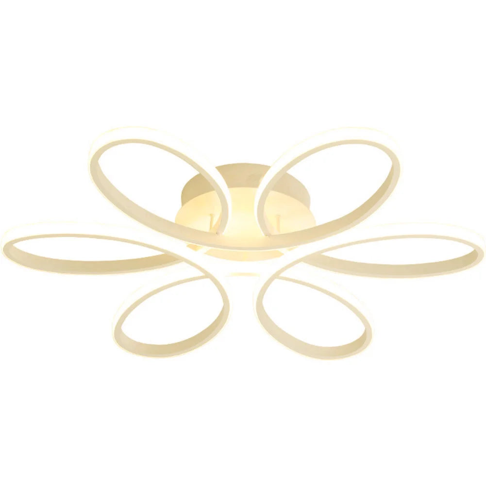 Lustre de Teto LED Flor 6 Petalas 3 Tons Dimerizavel para Sala e Quarto Petale