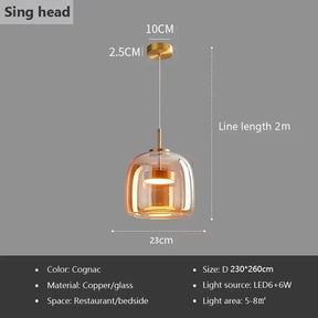 Luminária Nórdica Pendente de Vidro Fumê Luxo