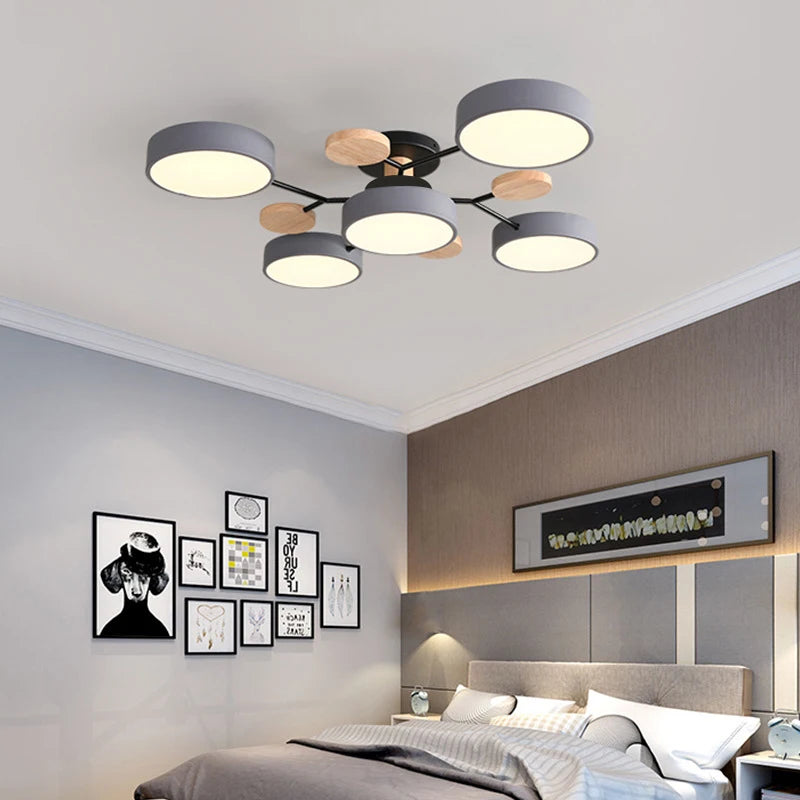Lustre LED Teto Moderno 48W AC220V Regulavel 3 Tons de Luz Flush Mount Aluminio Velato