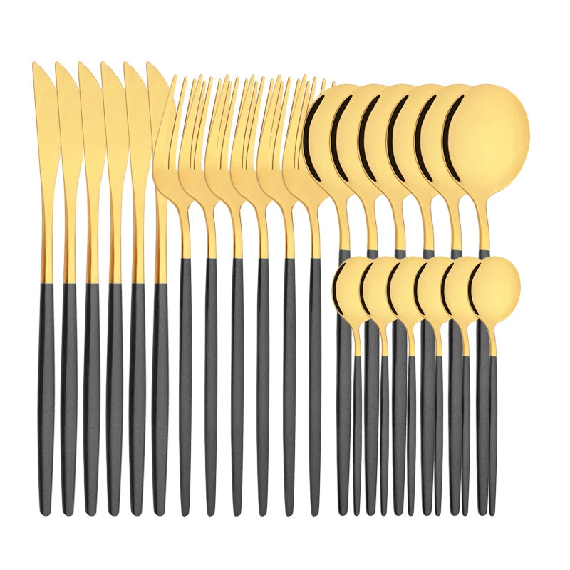 Conjunto de Talheres Lavanda Gold – 24 Peças com Toque Pastel