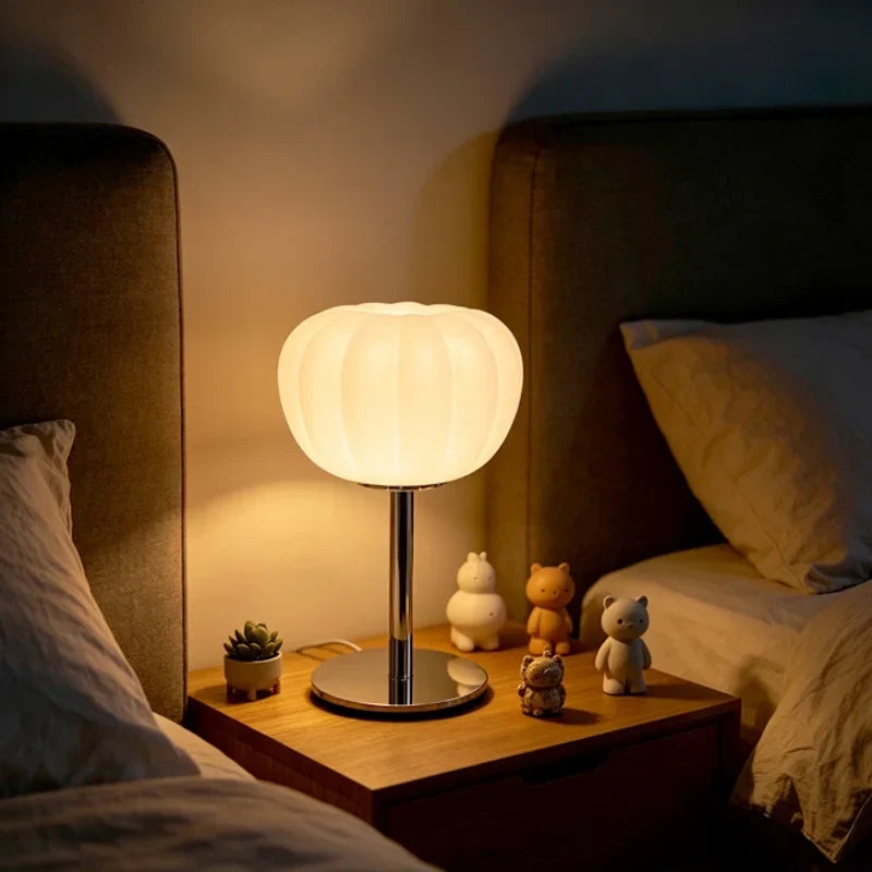 Pumpkin Shaped Frosted Glass Table Lamp