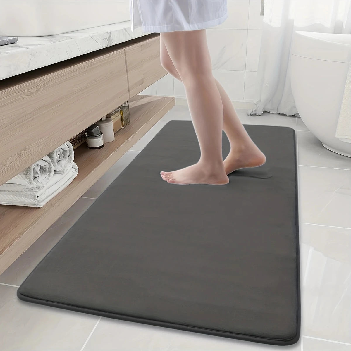 Tapete para Banheiro Antiderrapante Absorvente Veludo Secagem Rapida Serene