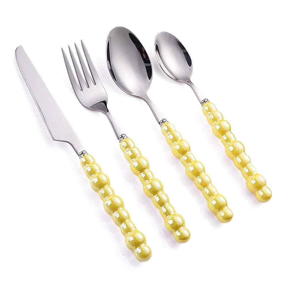 Conjunto de Talheres ColorPearl Delight – Estilo & Elegância em Cada Detalhe