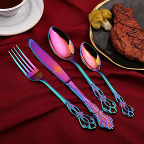 Conjunto de Talheres Dourados Inox Luxo 24 Peças