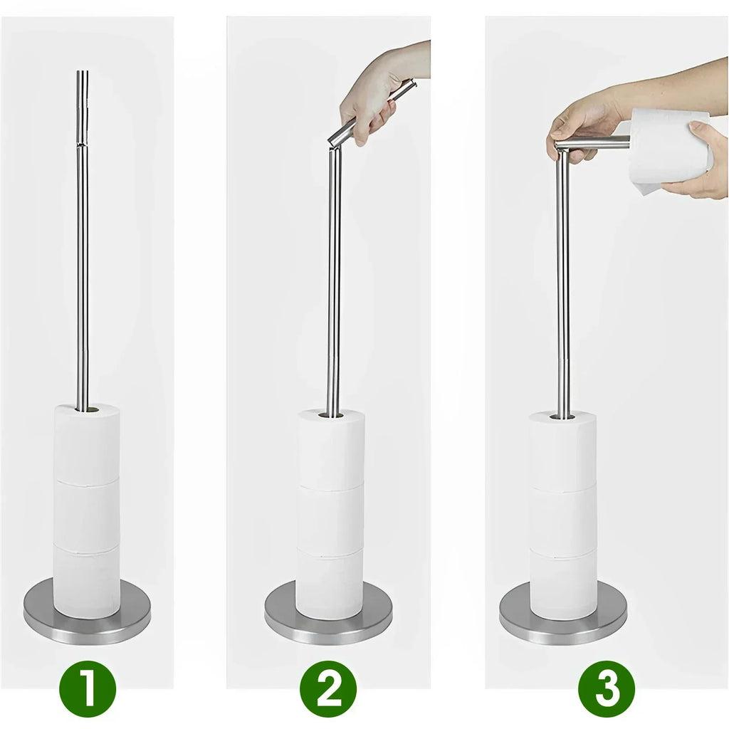 Porta Papel Higienico de Chao em Aco Inox Preto Fosco Design Minimalista Orin Miabeli