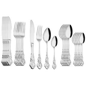 Conjunto de Talheres Dourados Inox Luxo 24 Peças