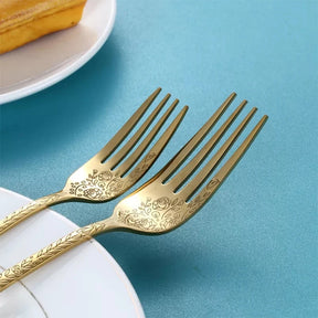 Conjunto de Talheres em Aço Inoxidável Preto Fosco com Relevo Luxo