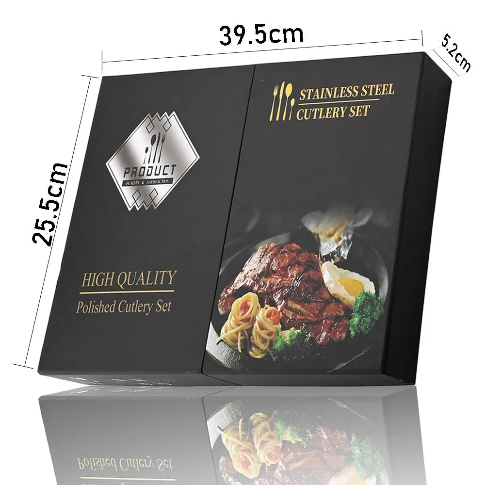 Conjunto de Talheres Dourados Inox 24 Peças Luxo