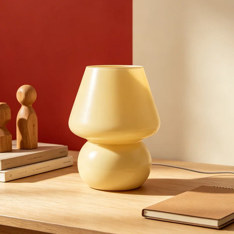 Mushroom-Shaped Glass Table Lamp