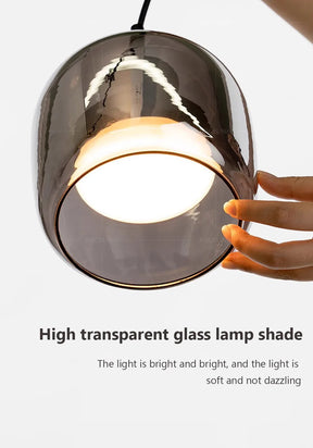 Luminária Nórdica Pendente de Vidro Fumê Luxo