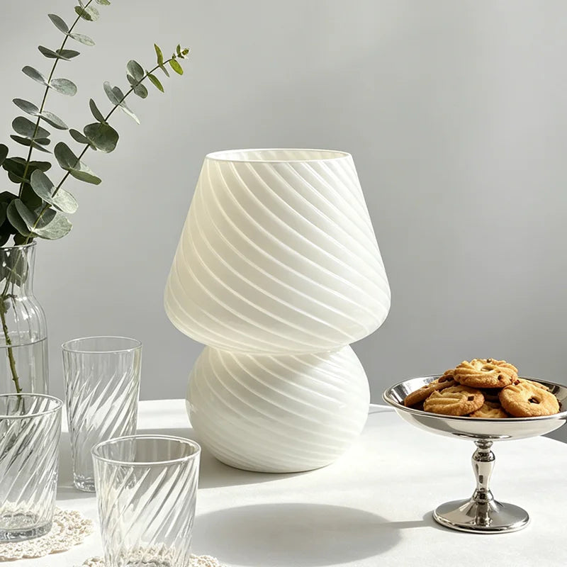 Mushroom-Shaped Glass Table Lamp