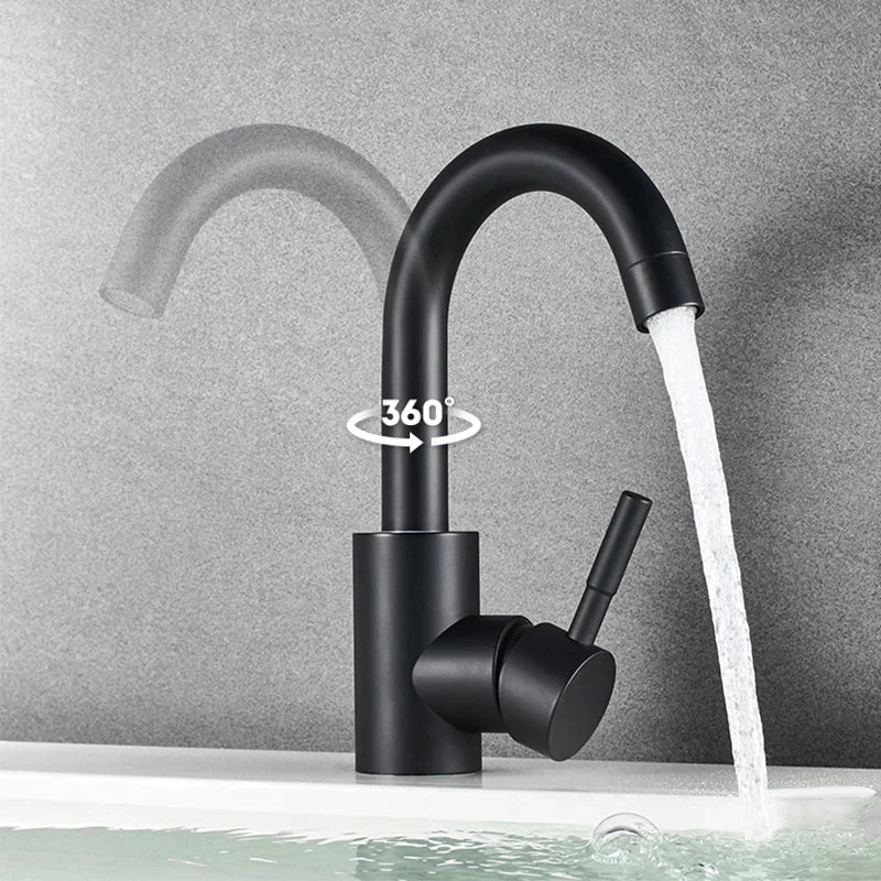 Torneira Misturador Monocomando Aco Inox 304 Acabamento Escovado para Banheiro Leva