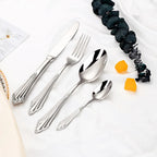 Conjunto Versailles 24pcs – Talheres de Aço Inox Prateado com Detalhes Clássicos