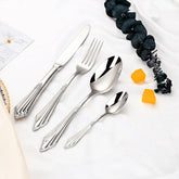Conjunto Versailles 24pcs – Talheres de Aço Inox Prateado com Detalhes Clássicos