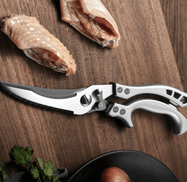 Tesoura de Cozinha Corta Tudo Multiuso Aço Inox Cabo Madeira Miabeli