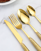Conjunto de Talheres Dourado Imperial de Luxo com Suporte 24pcs