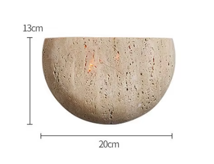Arandela de Parede em Pedra Natural Travertino com LED Bivolt Formato Meia Lua Satori