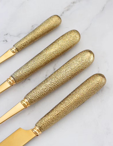 Conjunto de Talheres Dourado Imperial de Luxo com Suporte 24pcs