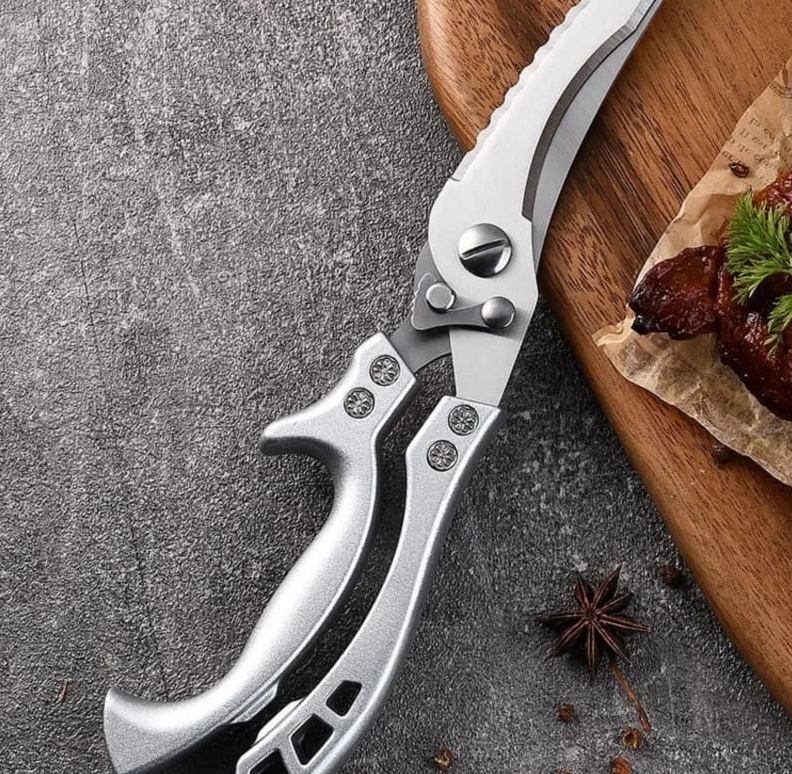 Tesoura de Cozinha Corta Tudo Multiuso Aço Inox Cabo Madeira Miabeli