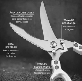 Tesoura de Cozinha Multiuso Inox Corta Tudo Miabeli