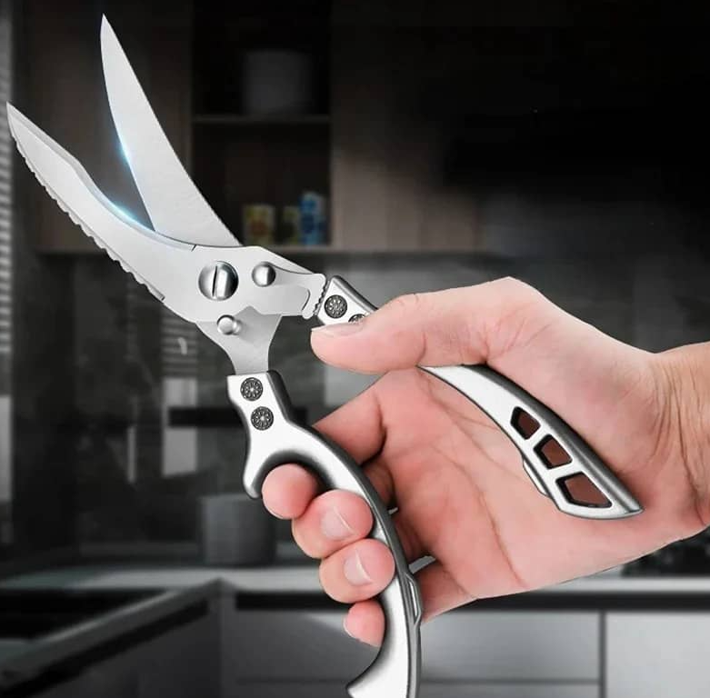 Tesoura de Cozinha Corta Tudo Multiuso Aço Inox Cabo Madeira Miabeli