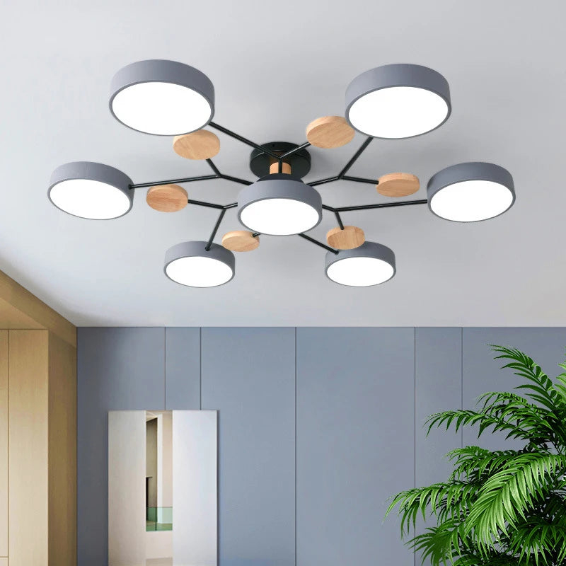 Lustre LED Teto Moderno 48W AC220V Regulavel 3 Tons de Luz Flush Mount Aluminio Velato