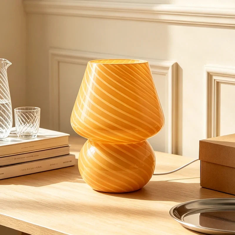 Mushroom-Shaped Glass Table Lamp