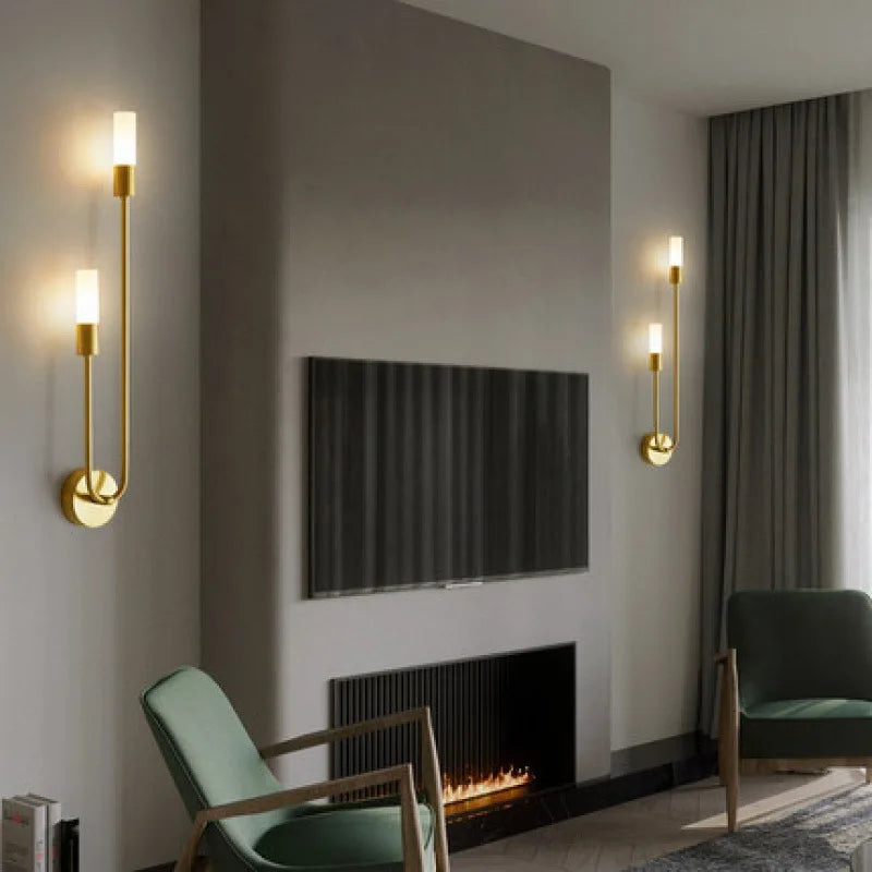 Arandela de Parede LED Ferro Dourado Cupula Acrilico Bidirecional Touch Bivolt 55cm